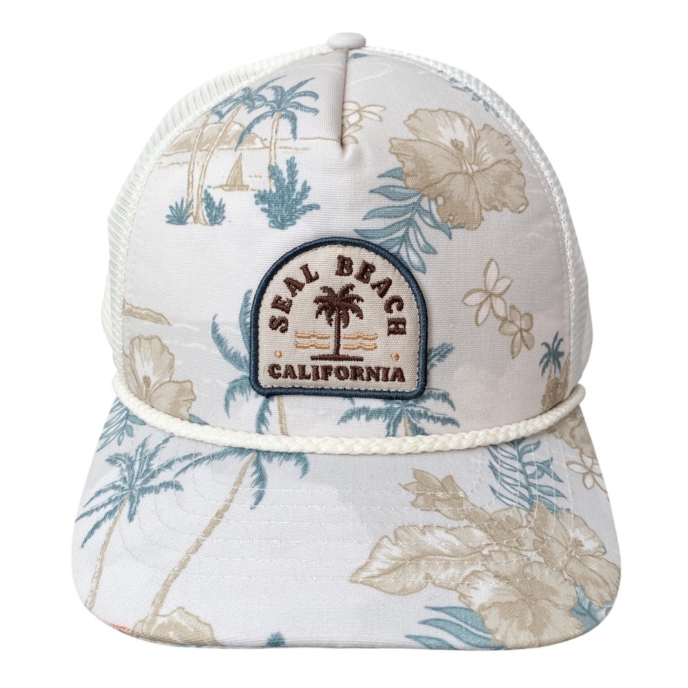 Pacific Creations Seal Beach California Tropical Floral Mesh Trucker Hat‎ Surfer